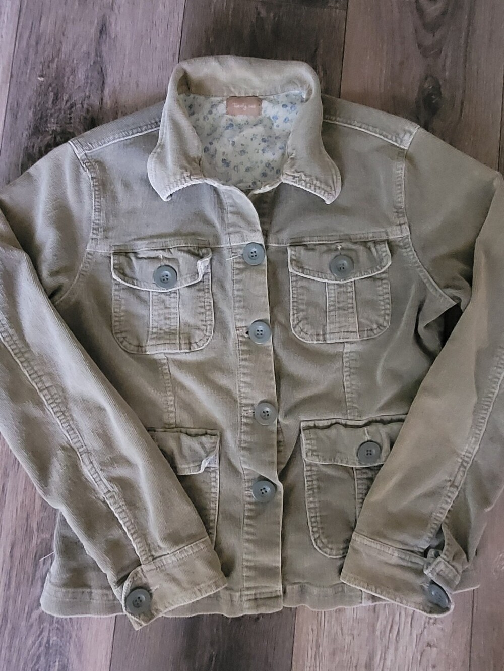 Olive Green Button-Front Jean Jacket-size LARGE
